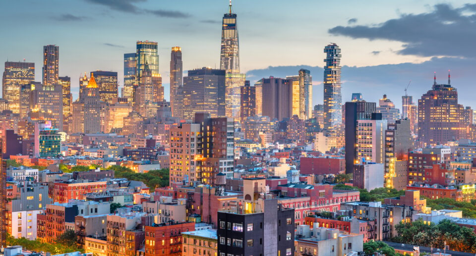 New York, New York, USA downtown city skyline